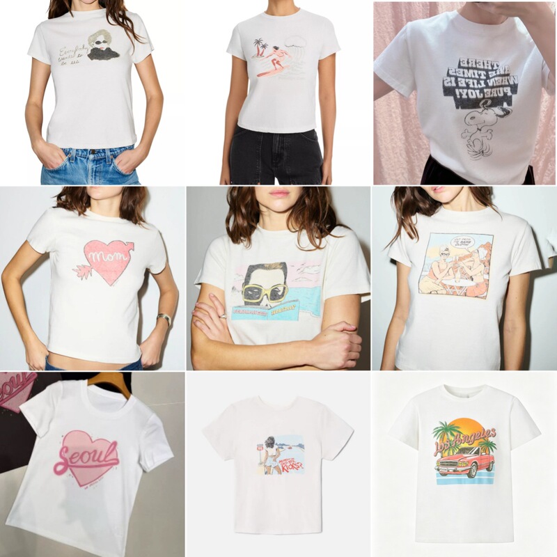 In-Stock Korean Celebrity Style 26 New Fashion Round Neck Top Tee Snowflake Cotton Cartoon Print Short-Sleeve T-Shirt for Women