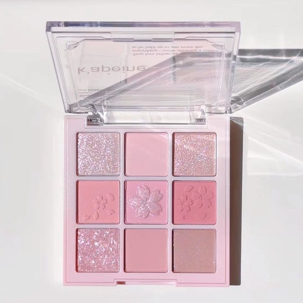 Matte eyeshadow palette, 9-color Korean-style set, earth tones with shimmer finishes