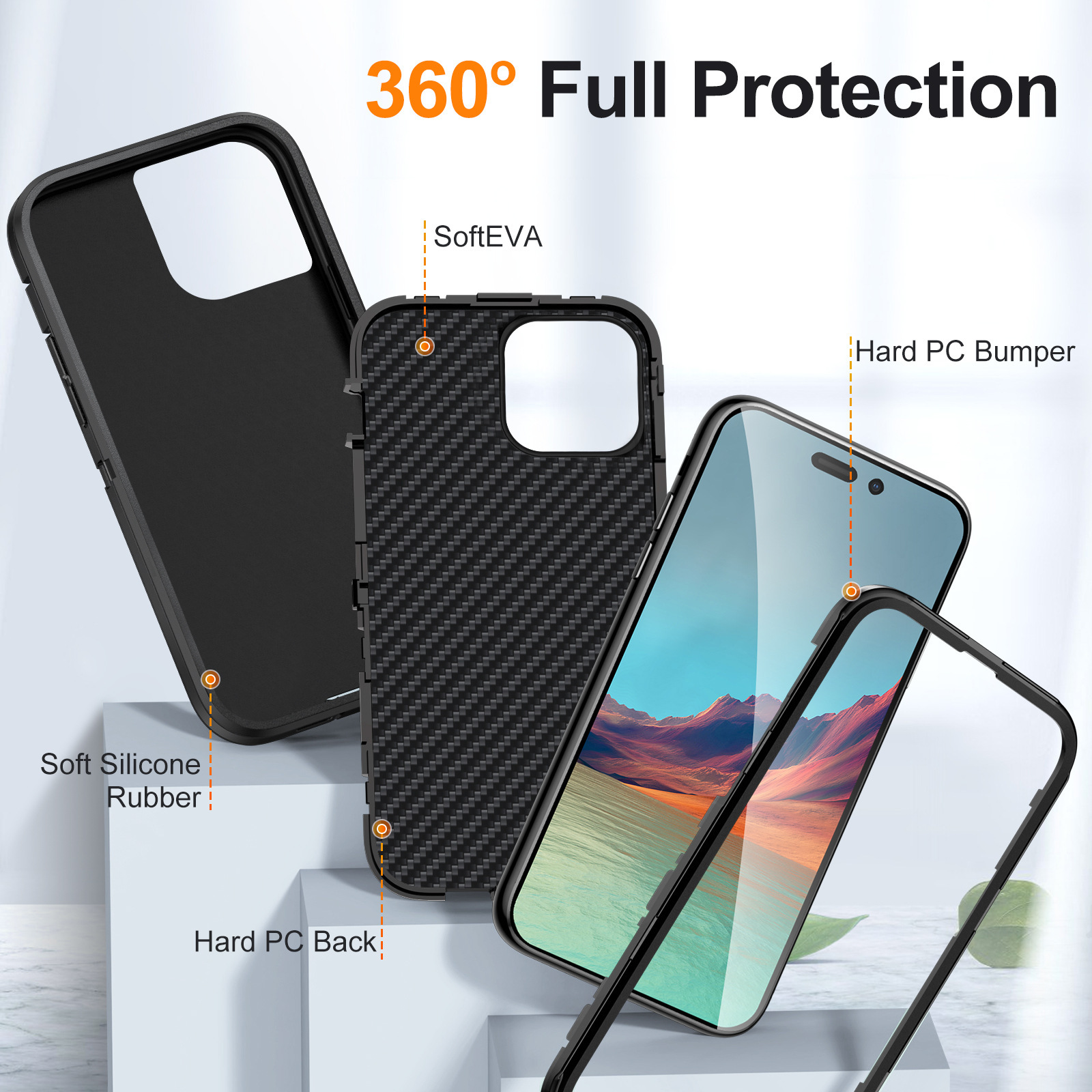 Funda protectora para teléfono móvil Apple 17 Pro Max, compatible con iPhone 16/15/14, anticaídas, con superficie plana y triple protección. image 5