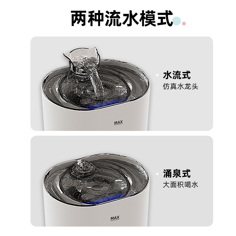 猫咪自动循环饮水机活水过滤智能喂水器猫喷头静音宠物饮水器格温|undefined