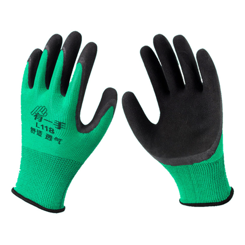 Dengsheng guantes de protección laboral pegamento de inmersión Recubrimiento laboral látex sitio de construcción de los hombres trabajo Delgado antideslizante engrosado trabajo cómodo