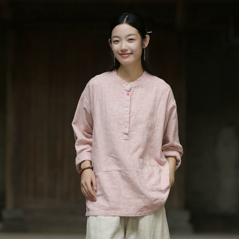 Женская рубашка-топ из ткани Nianbaixiu, осень 2025, свободный крой, новый китайский стиль, с длинным рукавом
