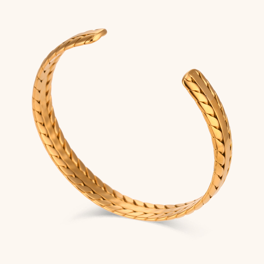 Acero Inoxidable Chapados en oro de 18k Estilo Simple Bloque De Color Brazalete display picture 7