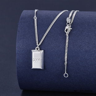 Explosive PT950 Platinum Gold Bars Necklace Women's Rich Small Gold Brick Platinum Necklace Versatile Collarbone Necklace