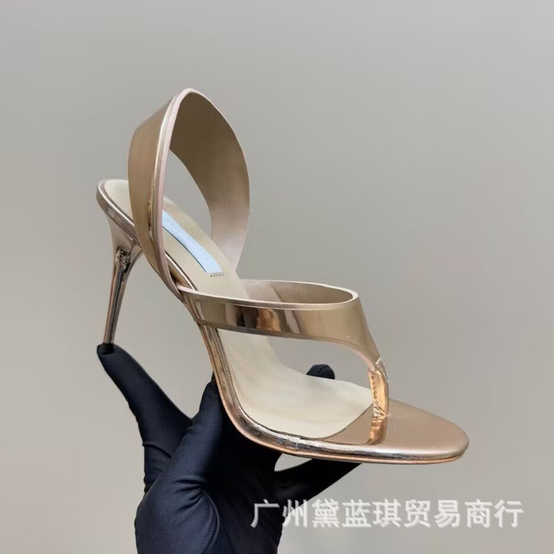 ALA レディース 本革 トングサンダル ハイヒール ヘリンボーン スティレットヒール トングサンダル 外履き ファッション スリッパ サンダル 夏|undefined