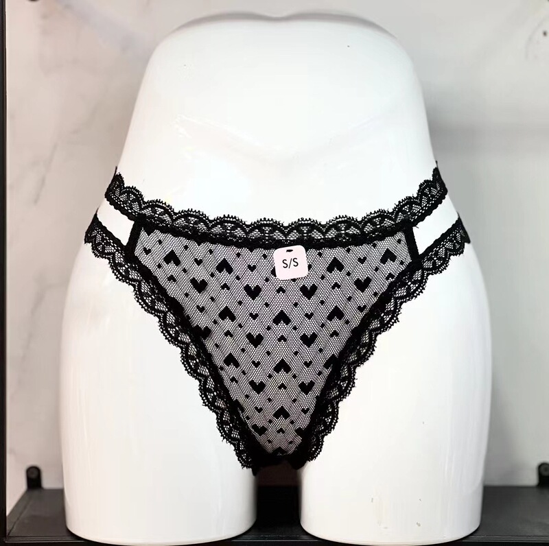 Sexy lace lace edge underwear side hollow low waist women's underwear jacquard love mesh transparent Women's triangle Sexy lace lace edge underwear side hollow low waist women's underwear jacquard love mesh transparent Women's triangle