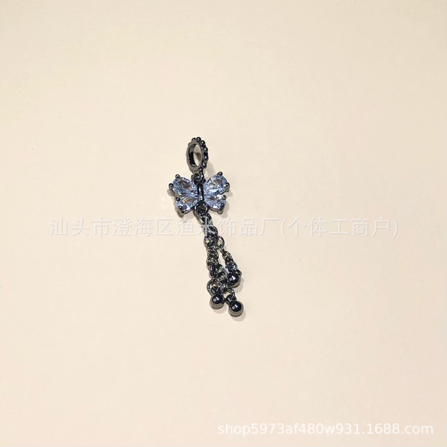 14K Gold-Filled Micro-Paved Zircon Butterfly Tassel Bead Crystal Bracelet Necklace DIY Handmade Accessories Pendant