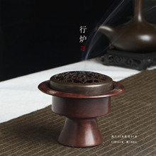 紫铜行炉错金熏香炉盘香仿古做旧镂空室内家用香道平底香炉中式