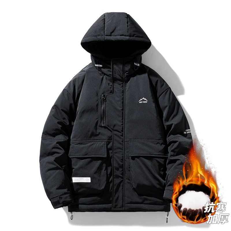 Winter travel down jacket with down, waterproof hoody, plus size