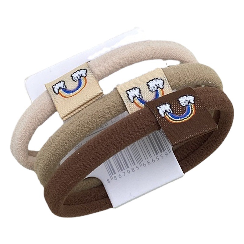 2022 nuevo estilo coreano accesorios para el cabello leche té color Banda para el cabello sin costuras etiqueta de tela Linda cuerda para el cabello 3 tarjetas cabeza cuerda banda de goma