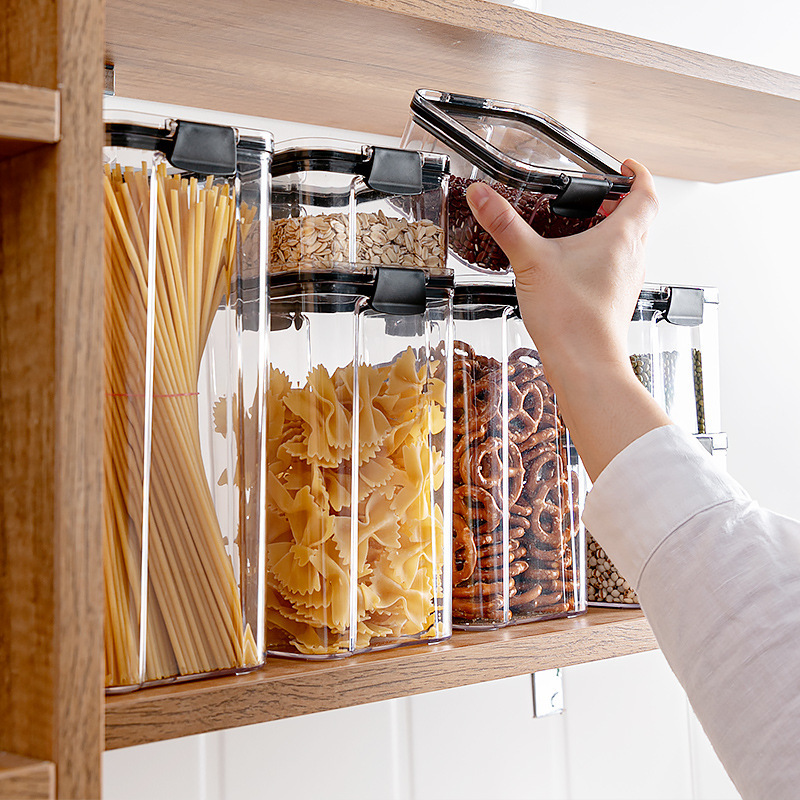 密封瓶食品グレードの透明プラスチック家庭用キッチンスパイス保存瓶ナッツ乾物穀物保存ボックス|undefined