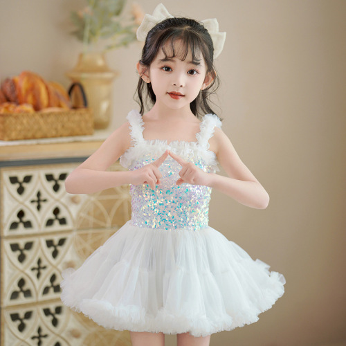 Baby Tutu Dress Summer Children's Dress Baby Strappy Puff Dress Flower Girl Princess Dress Little Girl Net Dress