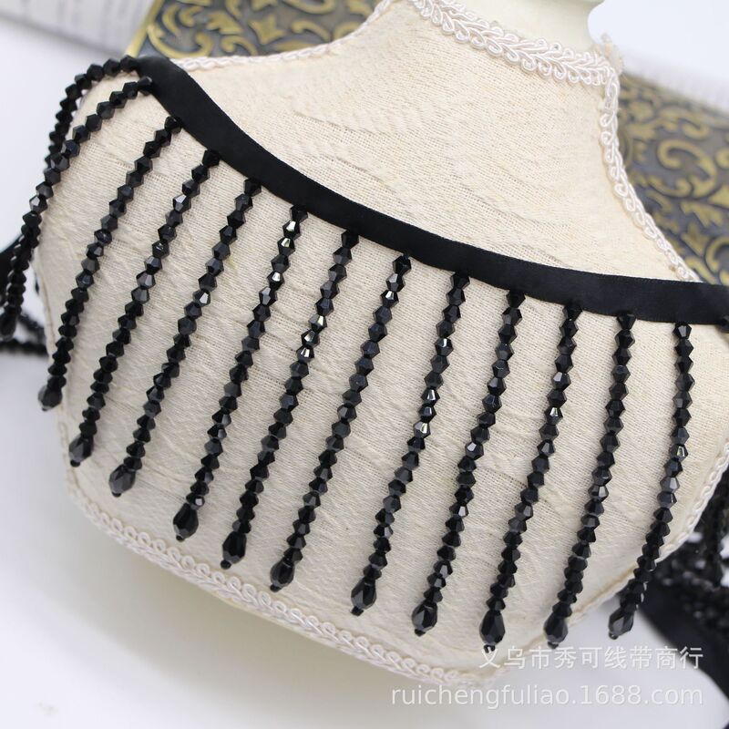 Handmade beaded 20 crystal tassel lace ribbon pendant bar code curtain stage clothing skirt diy accessories