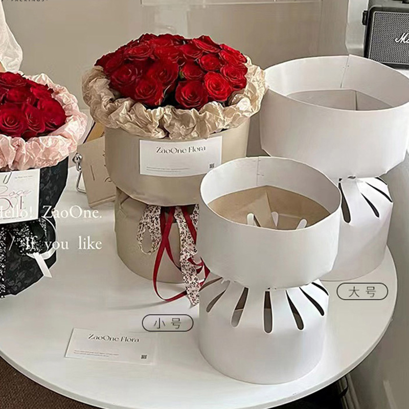 圆形花束定型片鲜花包装纸小香风包花神器内衬卡纸插花固定器材料