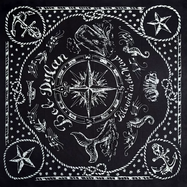 Pure cotton nautical print bandana, casual decorative headscarf for sailors and crew members, hip-hop street dance and cycling headscarf