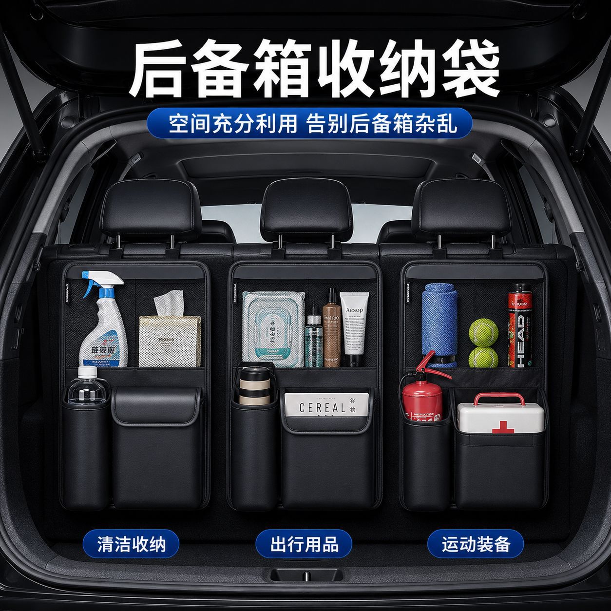Suv Car Trunk Storage Bag, Multi-Functional Seat Back Storage Hanging Bag, Large Capacity Waterproof Storage Box