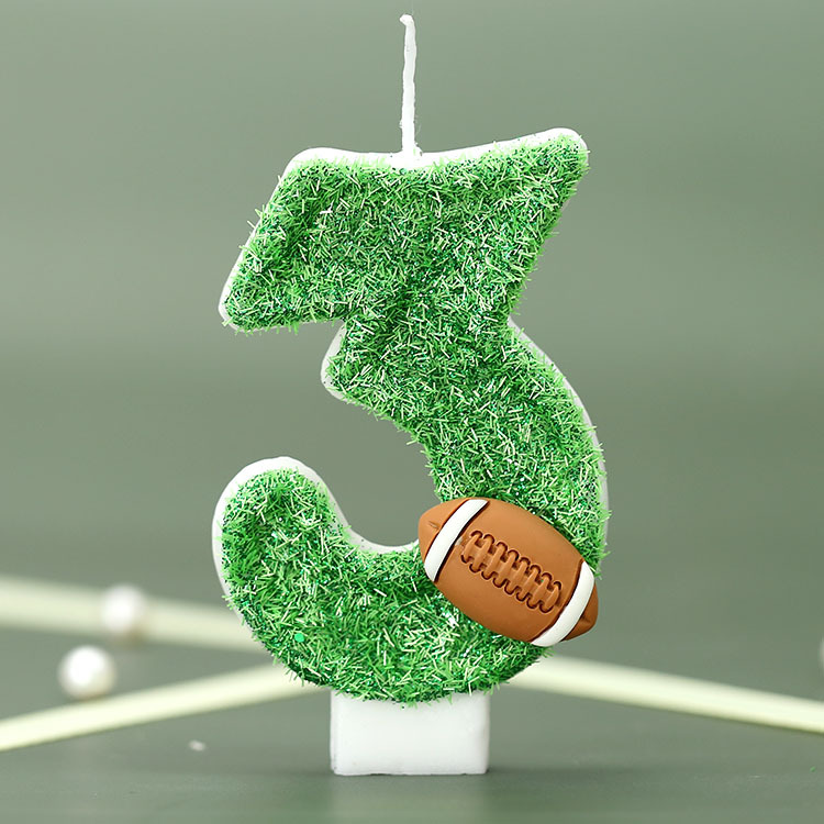 Vela de cumpleaños digital niño rugby pastel vela verde fresco deportes serie Vela productos transfronterizos