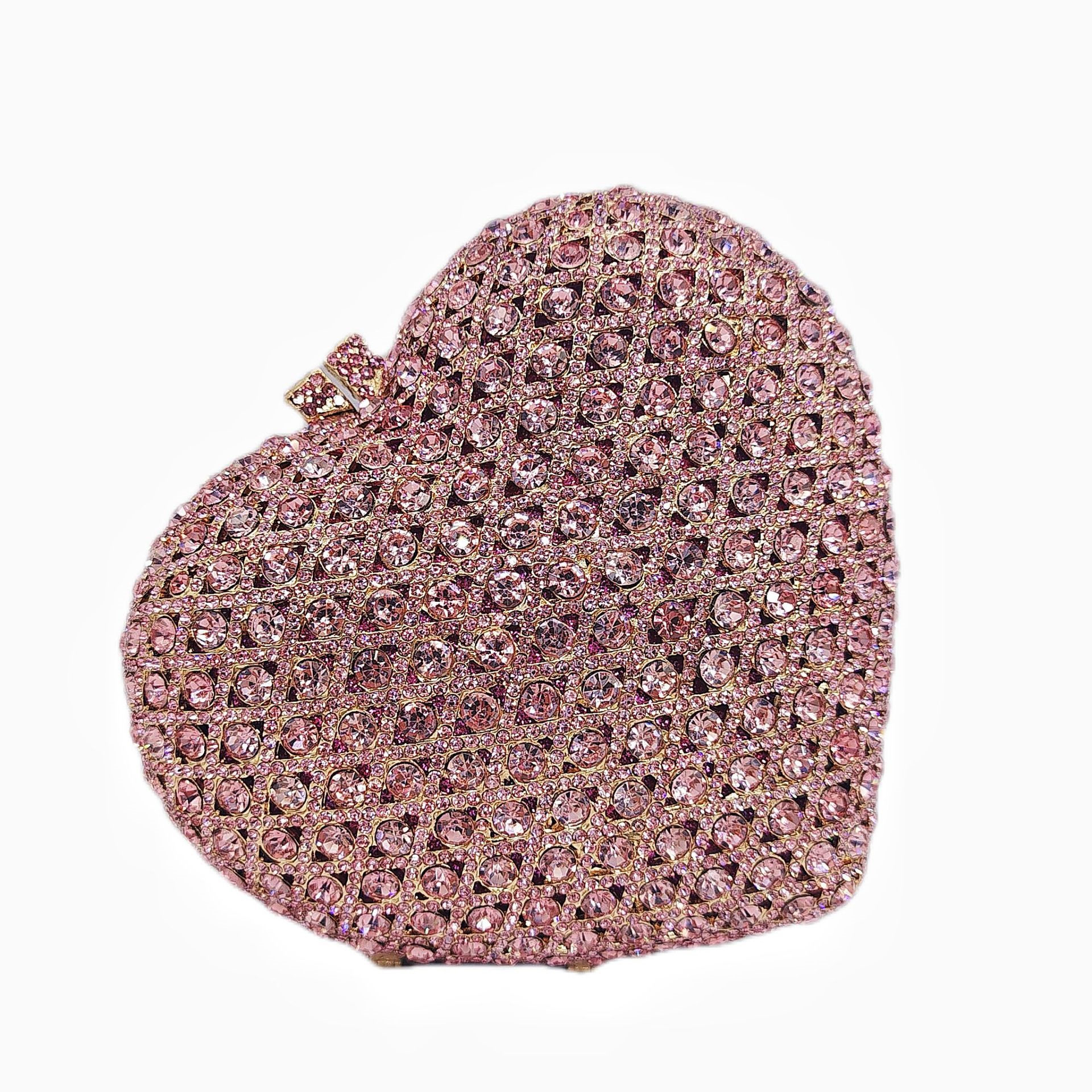 * Bolsa de cena de diamante de lujo transfronterizo amor bolso de diamante en forma de corazón bolso de mano bolso de diamante de banquete europeo y americano bolso de diamante de mujer bolsa de embrague
