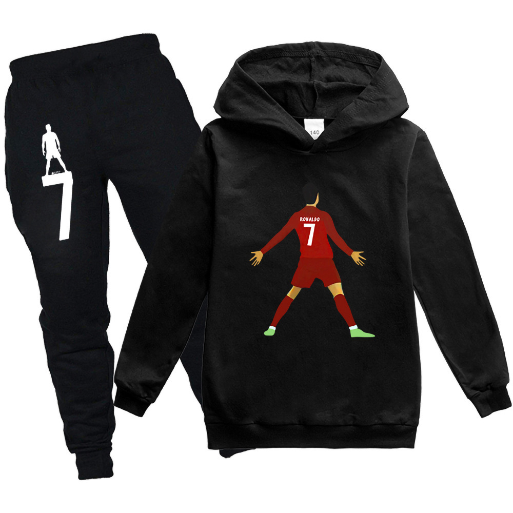Pull à capuche et pantalon noir pour enfants, ensemble 2 pièces, nouveau Design, printemps et automne 2023_voghion.com