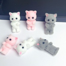 树脂植绒可爱立体猫咪小熊挂件 diy手工制作耳饰车载配件材料批发