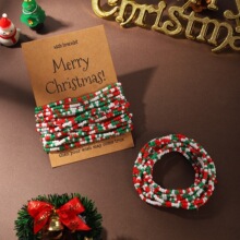 TEMU欧美圣诞节米珠混色红白蓝弹性手串可堆叠1-30