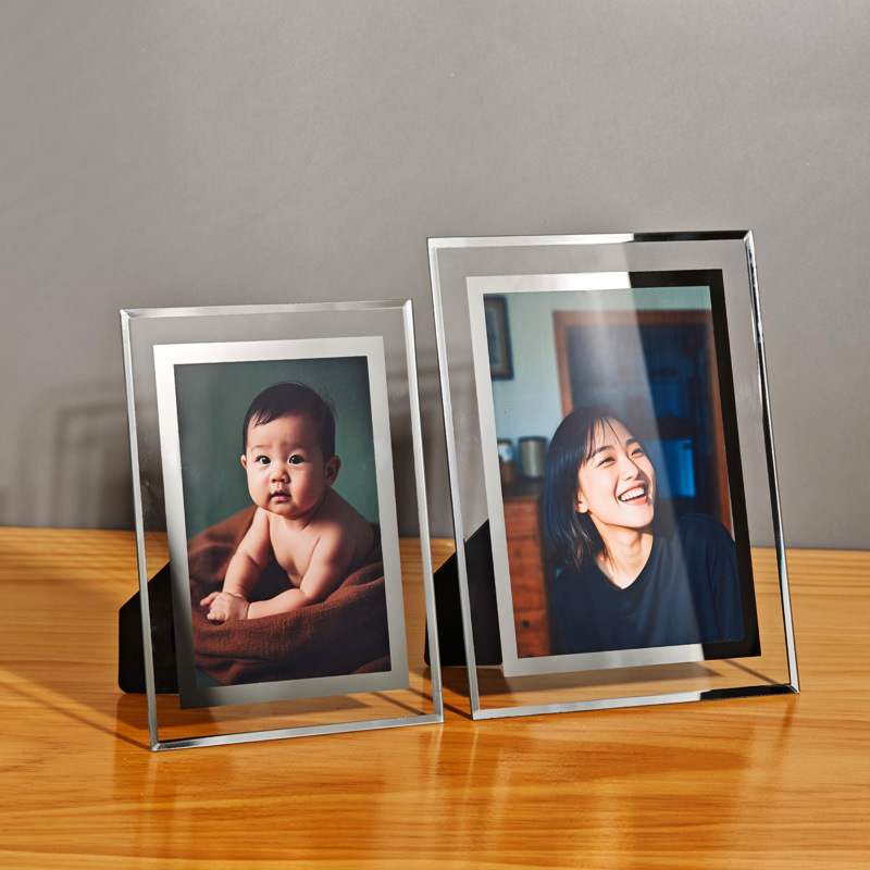 Transparent Crystal Glass Photo Frame 6-Inch 8-Inch 7-Inch Creative Photo Frame Display Stand High-End A4 Certificate Award Empty Frame