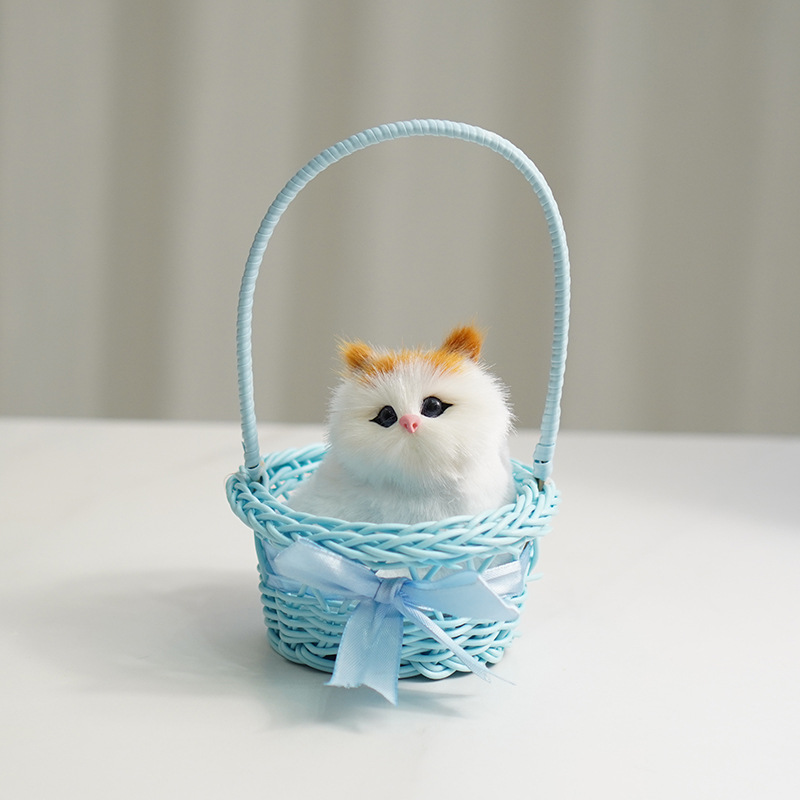 높은 바구니 (파란색) + 노란 귀 쪼그리고 고양이 짖어