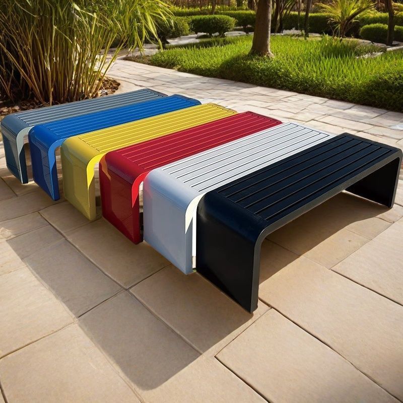 Park Benches, Outdoor Benches, Colorful Stainless Steel Wrought Iron Benches, Outdoor Community School Public Seating