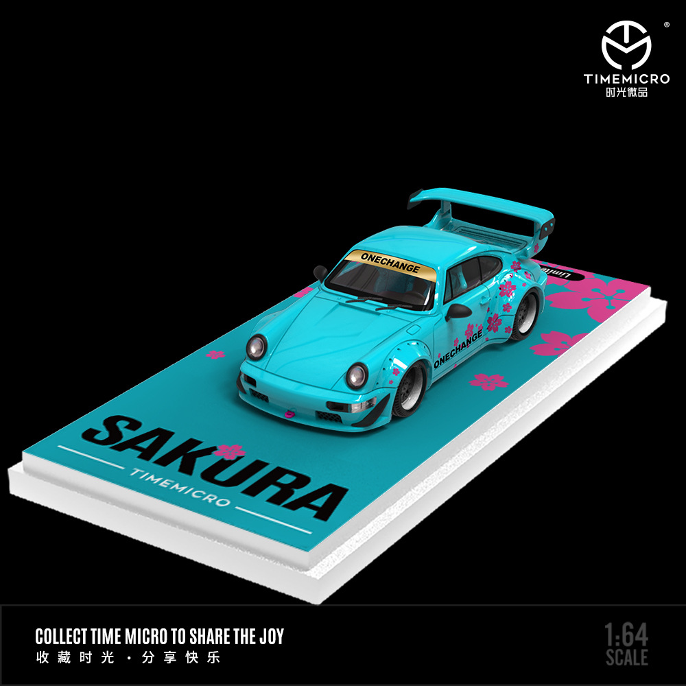 도매-시간 1:64 포르쉐 992 GT3 RS 벚꽃 블루 시뮬레이션 합금 자동차 모델 컬렉션