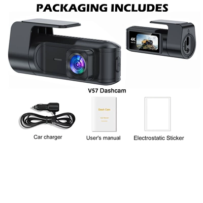 New cross-border dual 4K lens dashcam with Wifi connectivity, ultra-high-definition front and rear dual recording, GPS parking monitoring (Driving recorder) - car-front-wifi