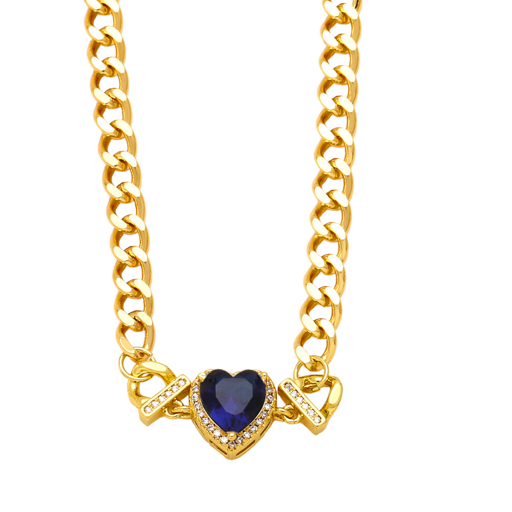 Retro Heart Shape Copper Inlay Zircon 1 Piece