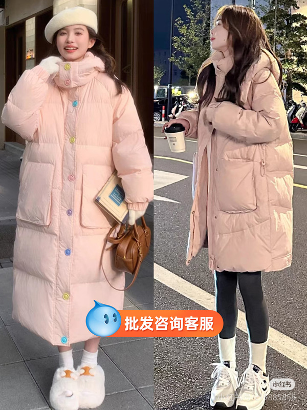 2025冬季新款十三行高端白鸭绒羽绒服长款过膝面包服女装批发货源|undefined
