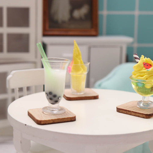 Mini Food Wooden Dinner Plate Dollhouse Table Scene 1:12 Scale Dollhouse Model Accessories Toy House Party