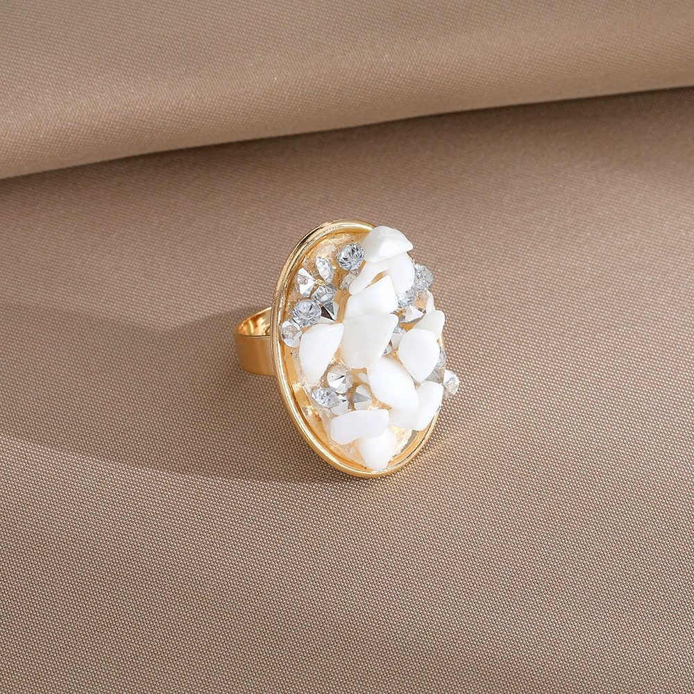 Ring with stone, metal zirconium, accessory, boho style