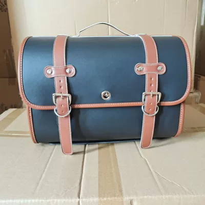 Motorcycle Rear Trunk Bag Retro Motorcycle trunk - a4-large-matching-base-plate-black-brown-1-piece
