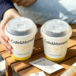 咖啡杯子一次性定制出口国外双层中空奶茶杯子外贸一次性纸杯定制
