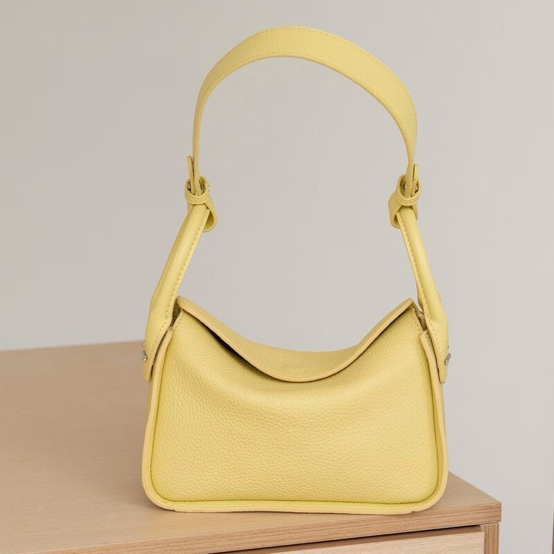 Bags for Women, New First-Layer Cowhide Vegetable Basket Bag, Large-Capacity Shoulder Bag, Simple Leather Bucket Bag, Cross-Border Handbag