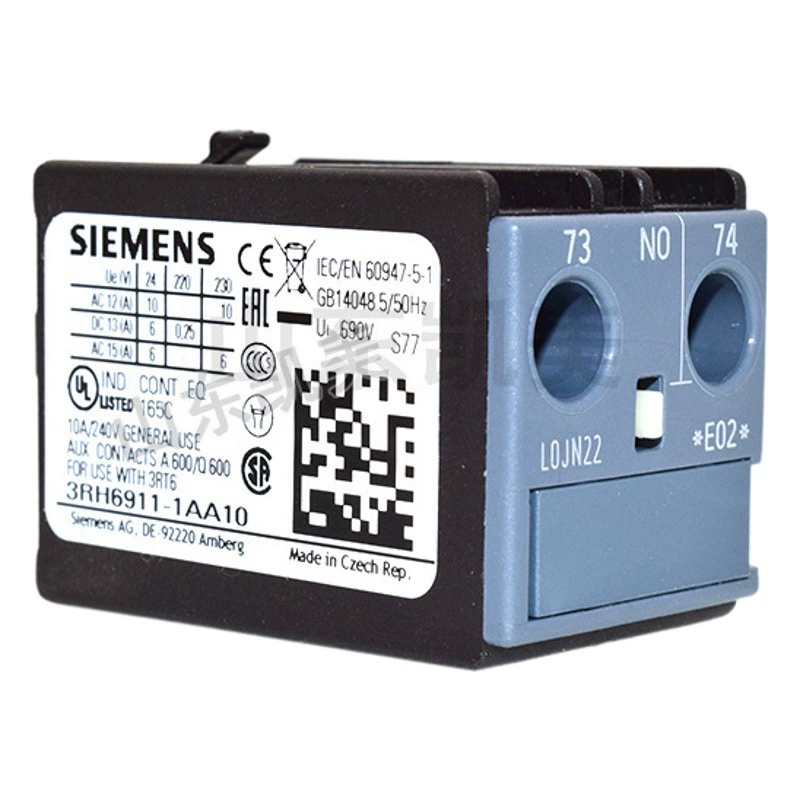 Группа вспомогательных контактных точек контактора Siemens 3RH6911-1AA10 подходит для нормально открытого верхнего монтажа 3RT60 1