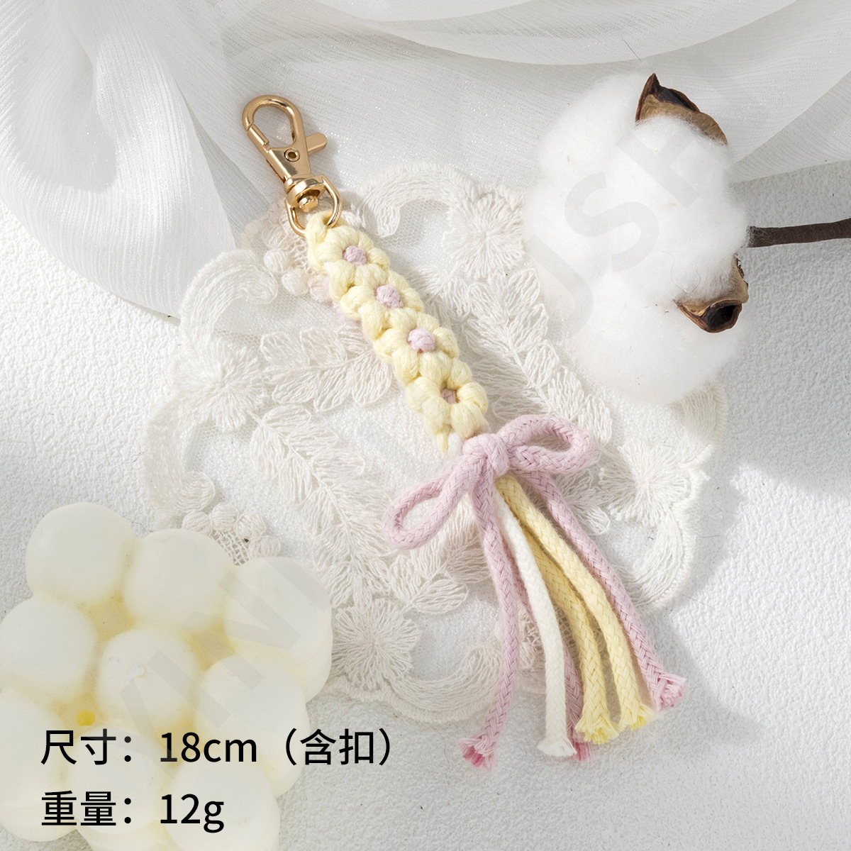 12g Weight Bag Pendant, Keychain Classification 1 Piece Quantity Casual, Daily Occasion Pure cotton Material Bow Knot Pattern Women's Gender Cute, Modern Style Style Cute Modern Style Bow Knot Pure Cotton Women's Bag Pendant Keychain 5
