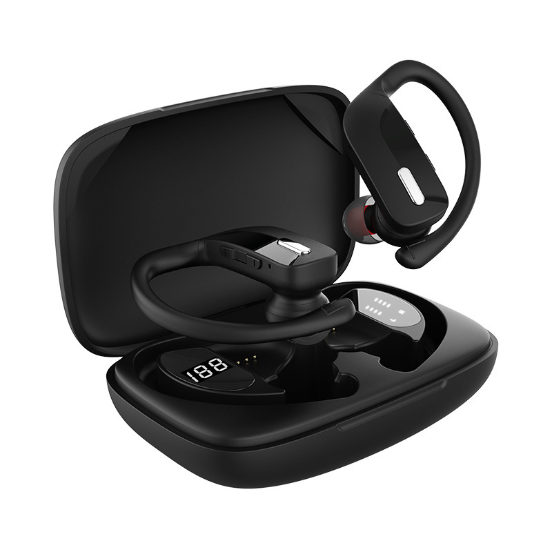 人気商品 T16TWS ワイヤレスBluetoothイヤホン 三重デジタルディスプレイ搭載 耳掛け式 スポーツノイズキャンセリング クリエイティブイヤークリップタイプ|undefined