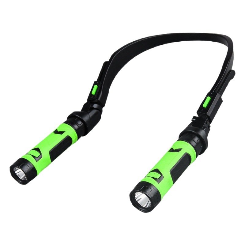 Cross-border USB linterna recargable doble lectura de luz de aprendizaje LED Halter luz al aire libre camping noche montando noche corriendo mantenimiento trabajador