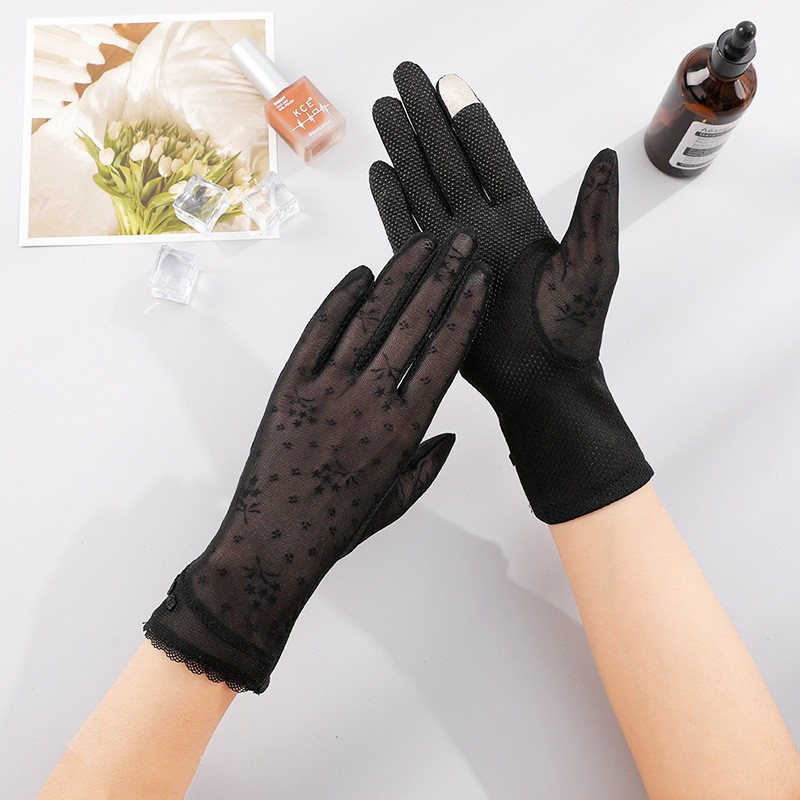 Guantes solares de encaje de mujer conducir al aire libre montar hadas luz de verano anti-deslizante transpirable moda guantes de sombreado