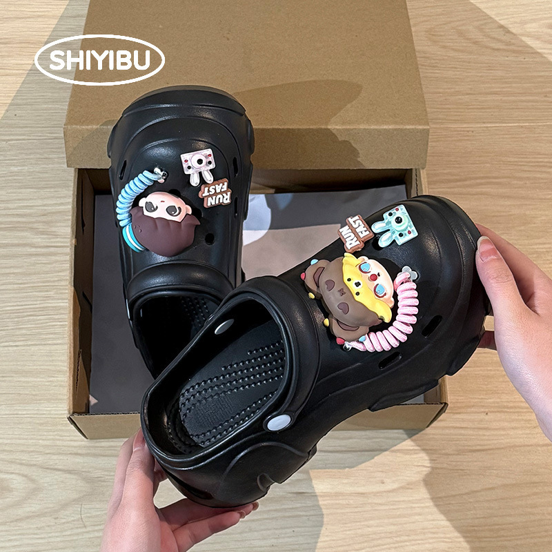 2025 New Bubble Mart DIY Strap Heightening Sole Eva Thick-Soled Clogs Spring and Summer Women's Sandals and Slippers