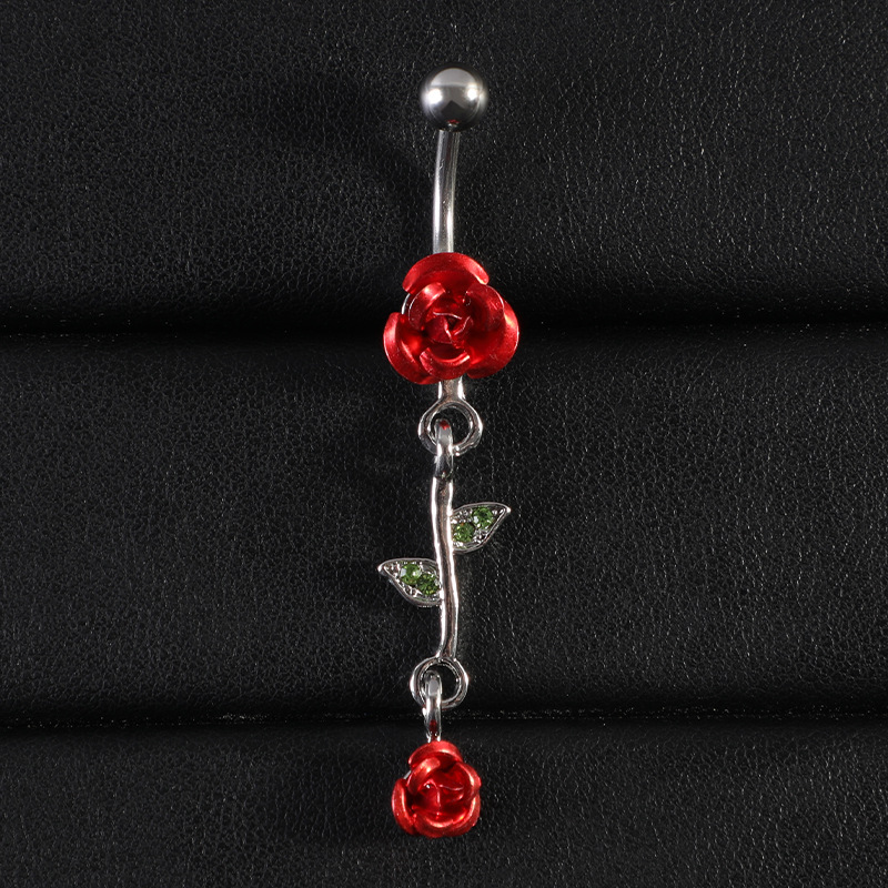 Trendy Piercingschmuck Europäischer und amerikanischer Nicht-Mainstream-Bauchnabelring in Schlangenform mit Wassertropfen-Zirkon_voghion.com