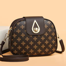 包包夏季上新女士老花女包中老年水滴锁妈妈包多层单肩包斜挎小包