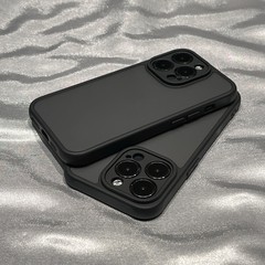 肤感纯色磨砂黑色适用苹果14Promax手机壳iPhone15防指纹13防摔套