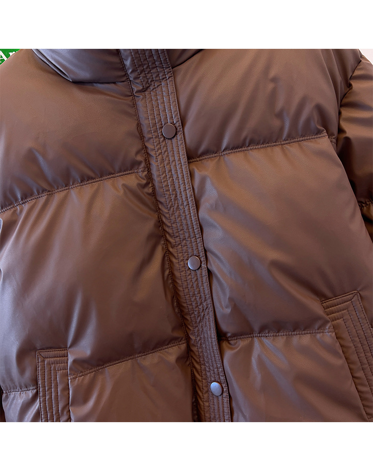 2024 nuovo lavaggio gratuito in pelle PU piumino cotone per le donne, giacca corta invernale spessa, piccola giacca europea e americana_voghion.com