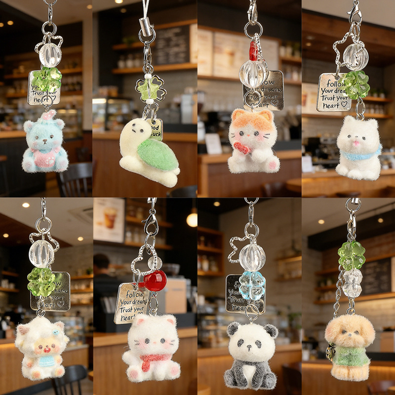 Trendy Plush Cartoon Keychain Cute Bag Charm Couple Phone Strap Gift Wholesale