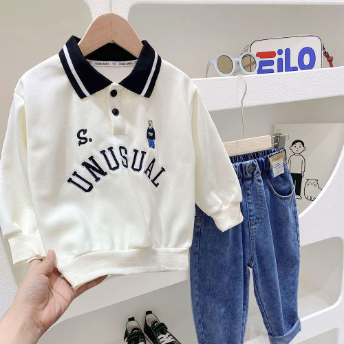 Boys' long-sleeved Polo shirts, T-shirts, autumn clothes, spring and autumn children's clothes, children's bottoming shirts, baby autumn clothes, medium and large children's tops, trendy