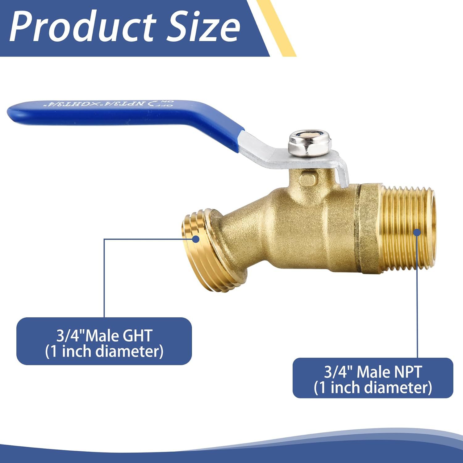 Cross-border brass ball valve 3/4 GHT X 3/4 NPT garden hose threaded faucet switch details Picture